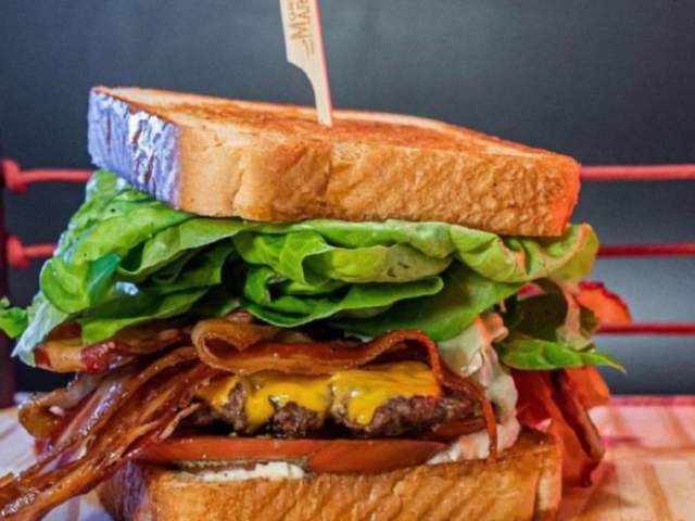 An All-American Smash Burger BLT from restaurant Grill Marks in downtown Greenville, SC.