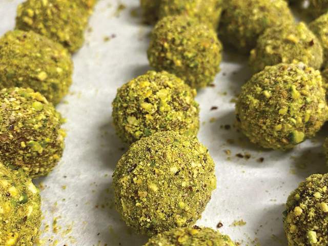 A sheet of scheherazade chocolate truffles from LaRue Fine Chocolate in Greenville, SC.