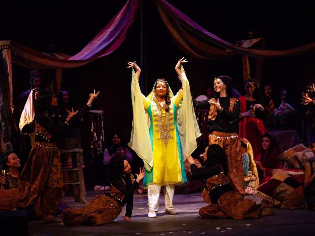 A theatrical performance starring a colorful group of women at The Logos Theatre in Taylors, SC.