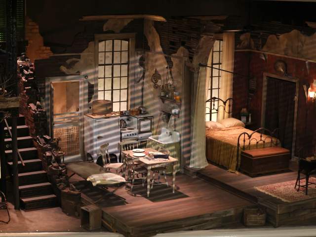 The stage is set for a production by the Mill Town Players, a theatrical troupe in the Greenville, SC area.