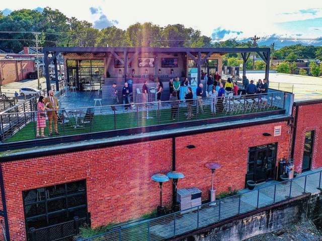 The rooftop bar at Hoppin' GVL in downtown Greenville, SC.