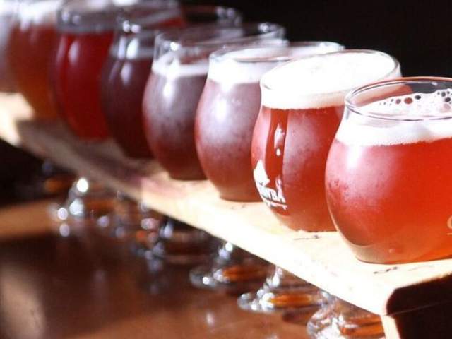 A view of a flight of craft beers