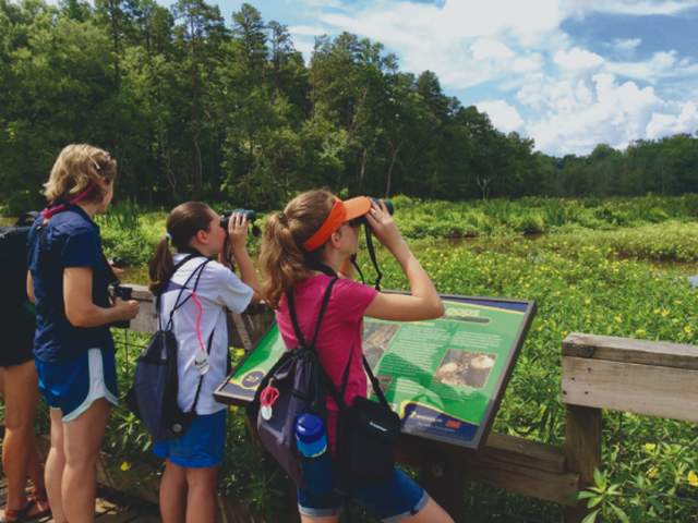 Kids with Binoculars at Lake Conestee Nature Preserve