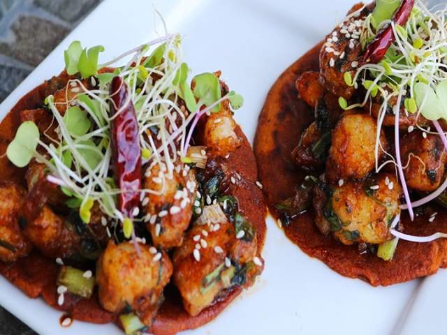 Specialty Tacos de Camarones & Mole