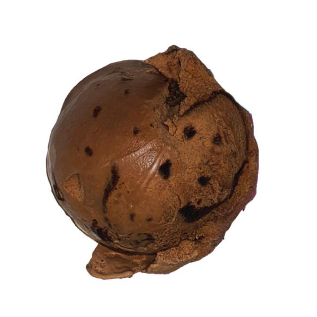 A scoop of Fudgie Brownie ice cream.