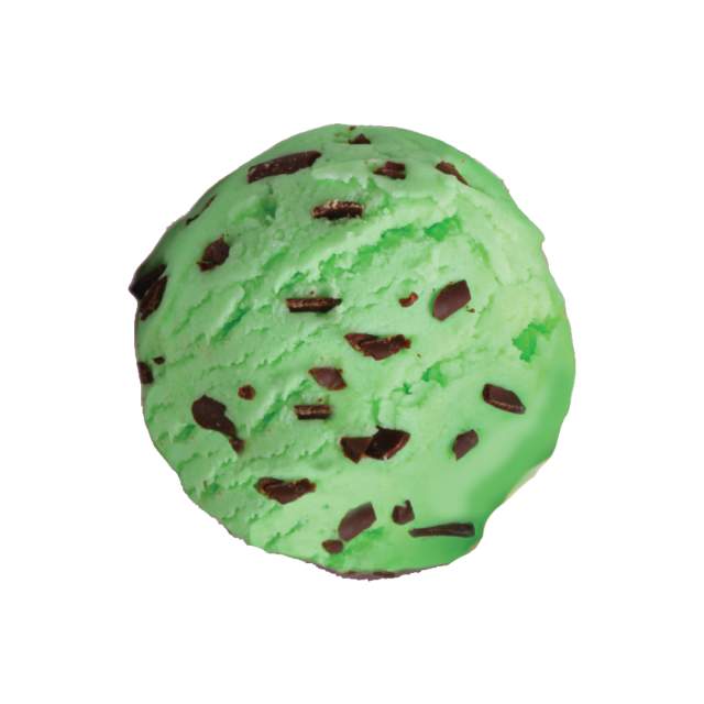 A scoop of Mint Chocolate Chip ice cream.