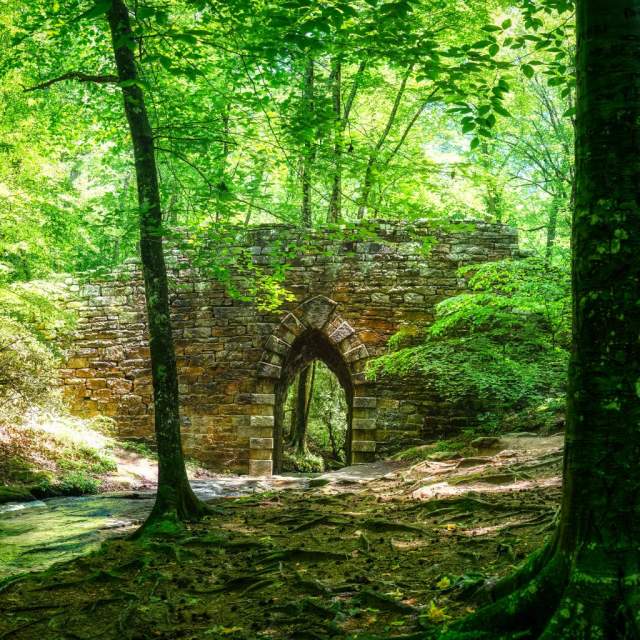 Constructed in 1820, the Poinsett Bridge is believed to be the oldest surviving bridge in the state. Named after Joel Poinsett, a prominent early resident of Greenville and a U.S. ambassador to Mexico, the bridge was part of the State Road that connected Charleston and Columbia with the North Carolina mountain communities into Tennessee.
