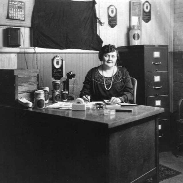 A black-and-white photograph of Eugenia Duke, the face behind Duke's Mayonnaise.