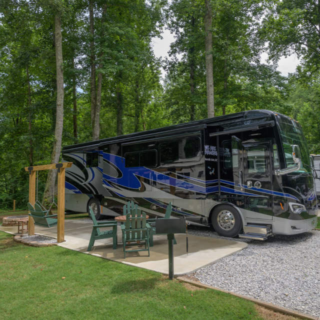 View of camper at the KOA Campground