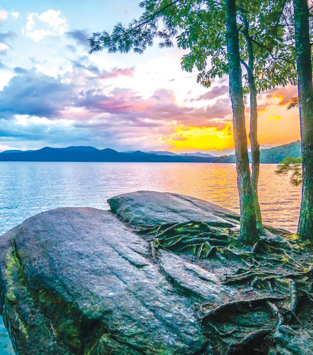 Sunset view of Lake Jocassee Gorges