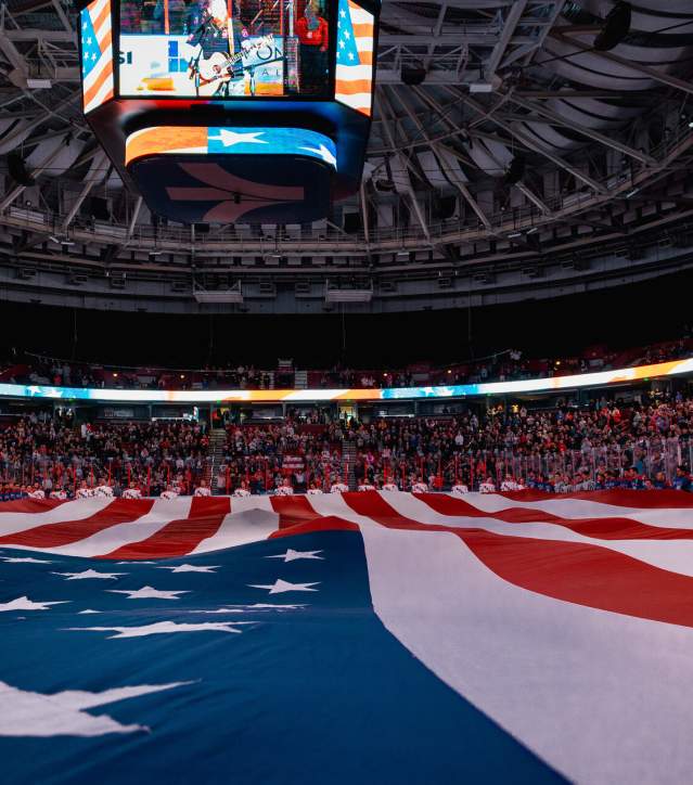 American Flag inside Bon Secours Wellness Arena