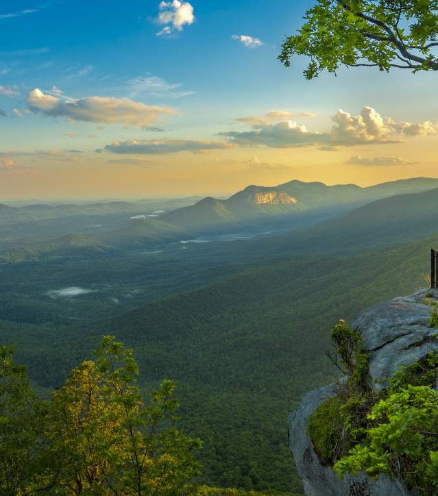 Granite outcroppings atop Caesars Head State Park make for majestic views of the Blue Ridge Escarpment. In fall, the foliage is ablaze and during spring and summer months, lush, green valleys amaze.