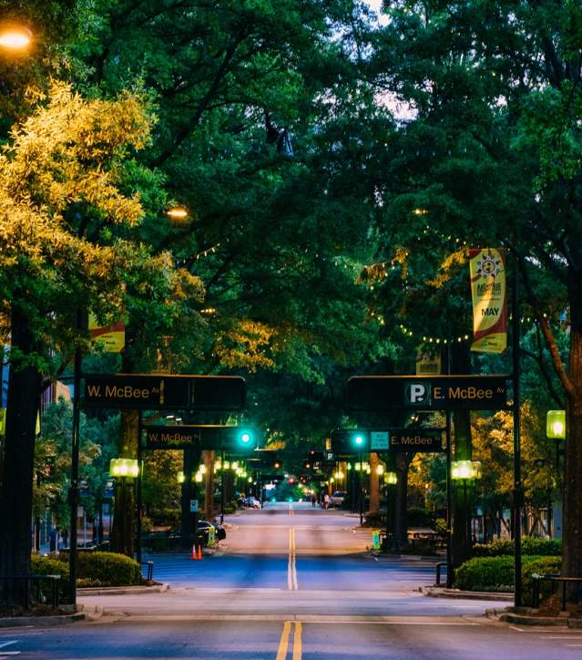 View of Night fall on Main Street