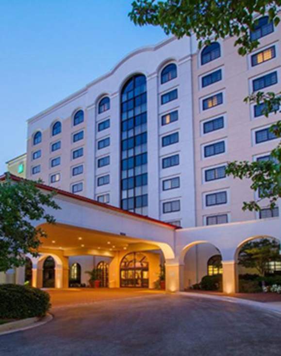 Outside of the embassy suites hotel Greenville.