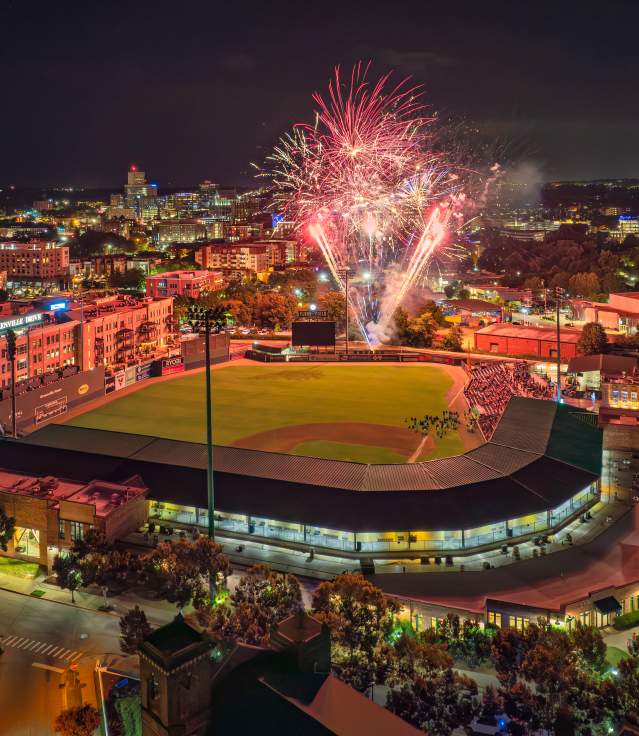 Fireworks at baseball game.