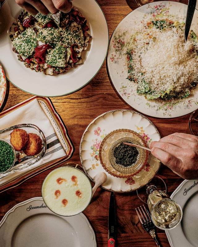 Aerial view of diners at Scoundrel.