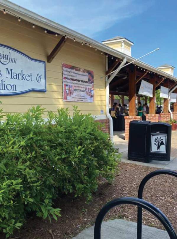 The building at Commerce Park in Fountain Inn that houses the Fountain Inn Farmers Market on a sunny day