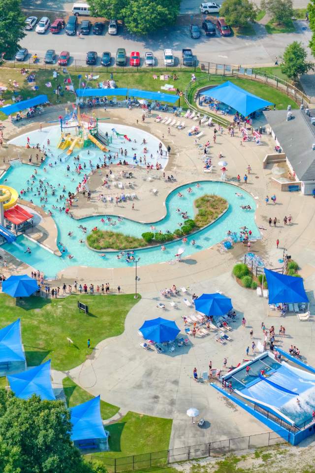 An aerial view of Discovery Island Waterpark in Simpsonville, SC.