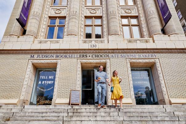 Couple Leaving M. Judson Booksellers