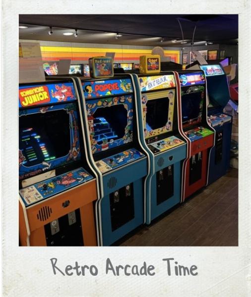 A Polaroid photograph of Upstate Pinball & Arcade Museum  in Simpsonville, SC.