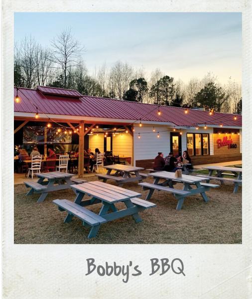 A Polaroid photograph of the exterior of Bobby's BBQ restaurant in Fountain Inn, SC.
