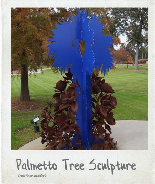 A Polaroid photograph of the Mauldin Public Art Trail in Mauldin, SC.