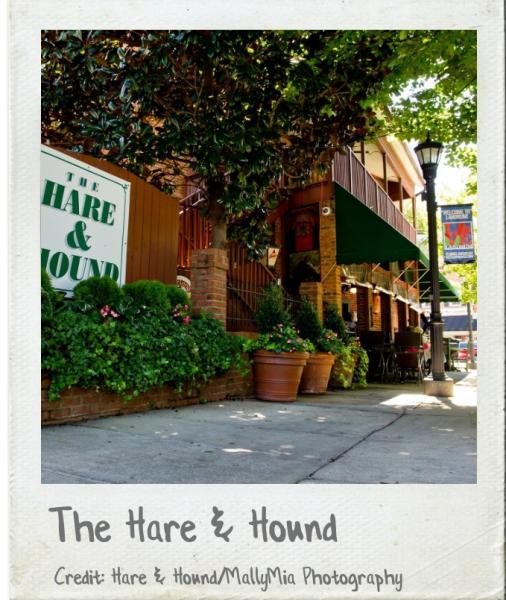 A Polaroid photo of Hare & Hound restaurant in Landrum, SC.
