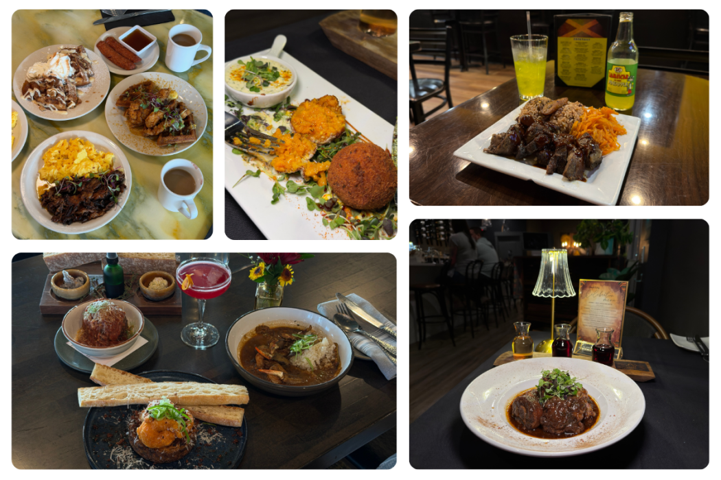Collage of Marissa Strang's Photos from Black-Owned Restaurants, featuring Crave, Jamaica Mi Irie, White Wine and Butter, and House 509