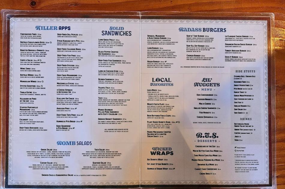 Mosas Menu
