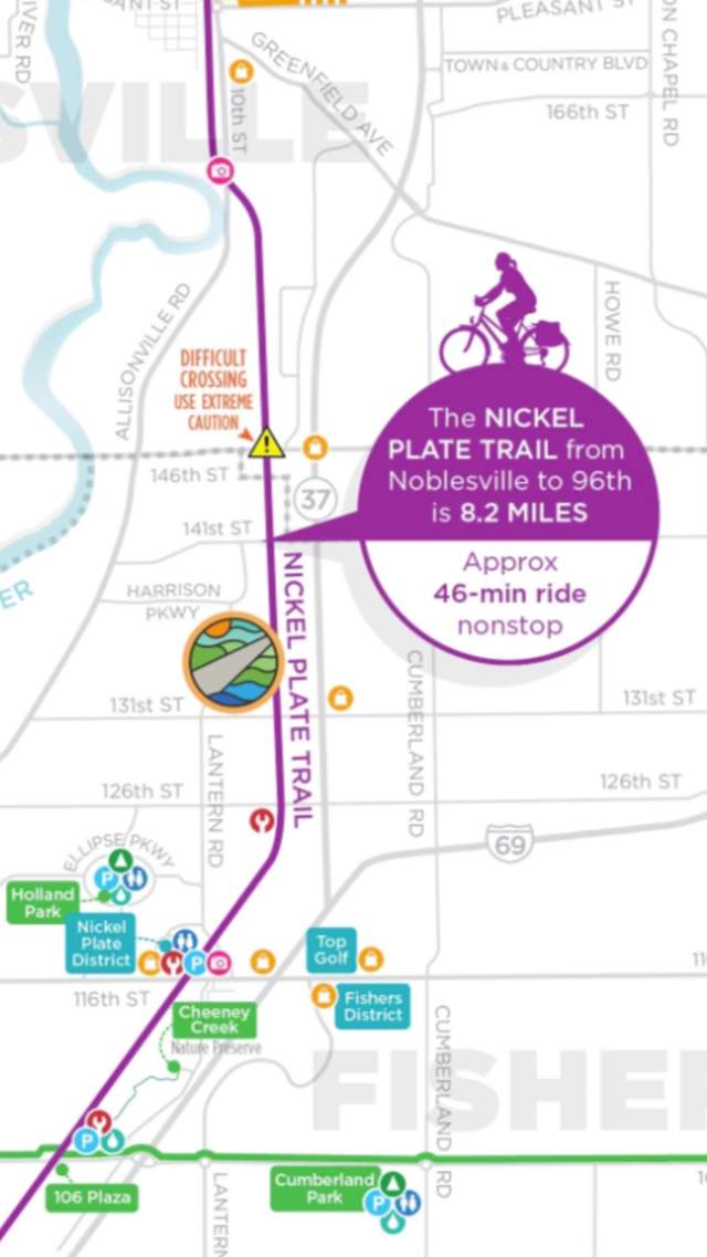 Map of the Nickle Plate Trail in Hamilton County