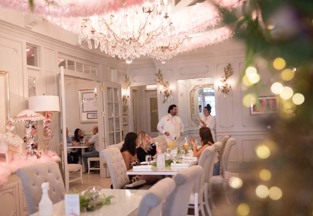 Group dining in the Cake Bake Shop