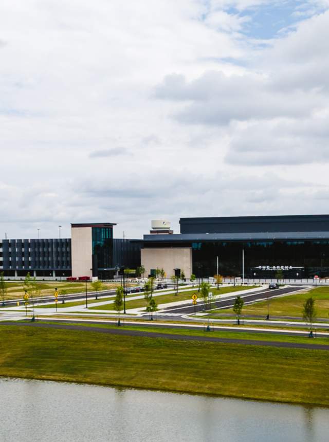 An exterior view of The Arena at Innovation Mile.
