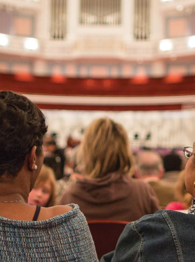 View of the audience from a seat in the Palladium concert hall in Carmel, IN