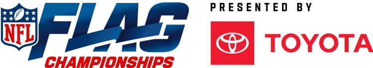 Logo featuring the NFL Flag Championships title in bold blue and red text, accompanied by the Toyota logo in red.