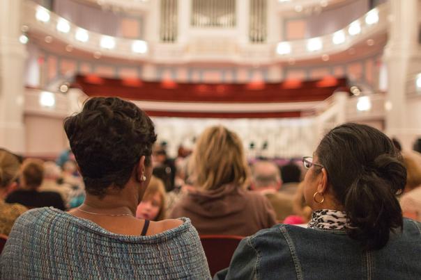 View of the audience from a seat in the Palladium concert hall in Carmel, IN