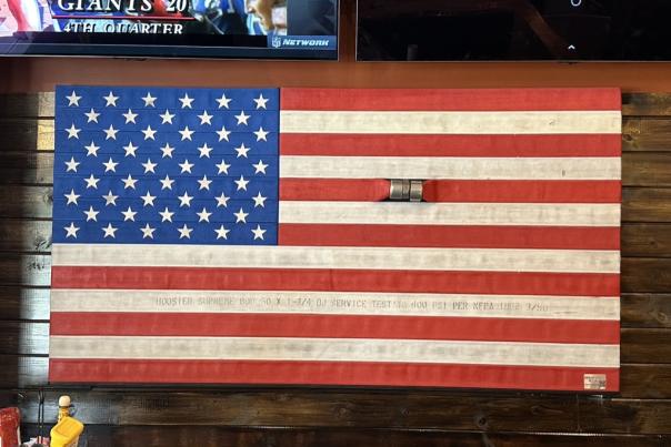 A close-up view of an American flag for the Fishers Flag Crawl event.