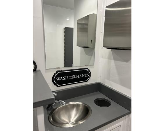 Inside the mobile restroom rentals.