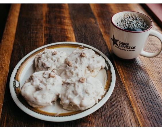 Cabin Coffee Avon coffee & biscuits and gravy