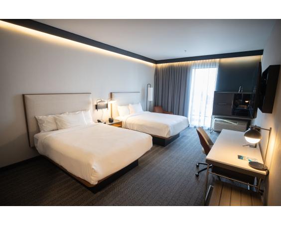 An elegant double queen room at the Courtyard.