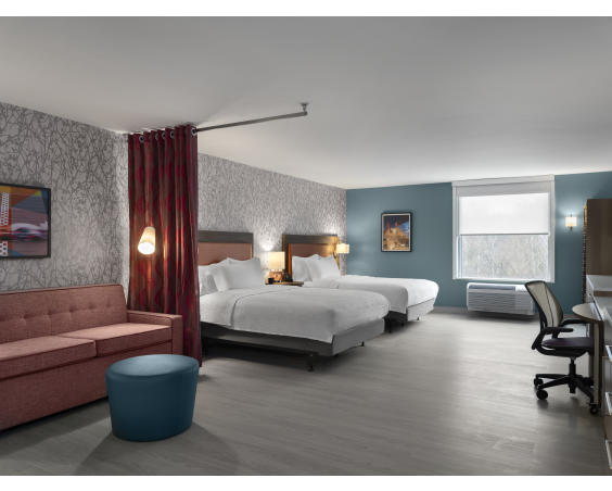 A beautiful double queen room at Home2 Suites.