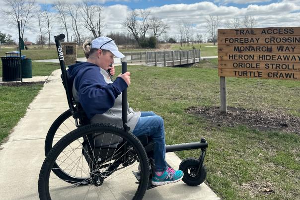 Grit trail accessibility wheelchair at W.S. Gibbs Memorial Park