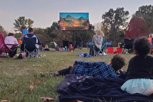 Watching movie at Williams Park in Brownsburg