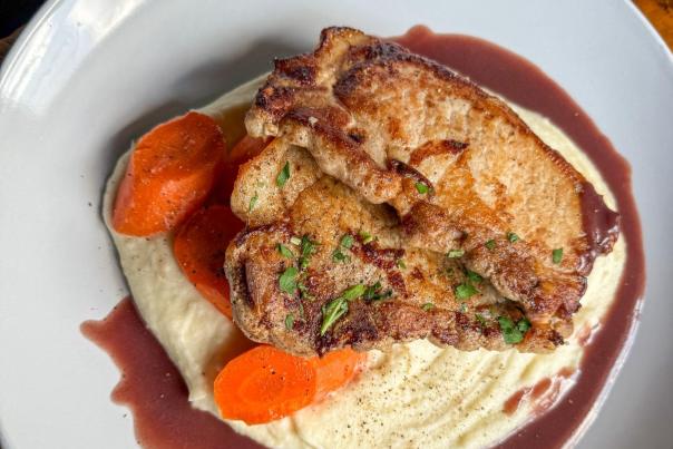 Chicken and potato entree at Barley Thyme Kitchen + Brew in Danville