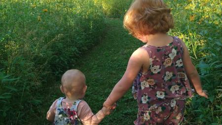 Out for a stroll in their new outfits
