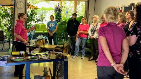 Glass blowing demonstration at Hot Blown Glass in Clayton