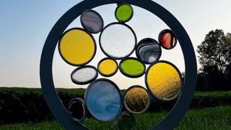 Glass and metal sculpture made by Lisa Pelo with Hot Blown Glass in Clayton
