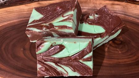 Chocolate mint swirl fudge from The Fudge Kettle
