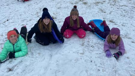 Sledding fun with friends in Danville (Photo courtesy of Danville Parks & Recreation)