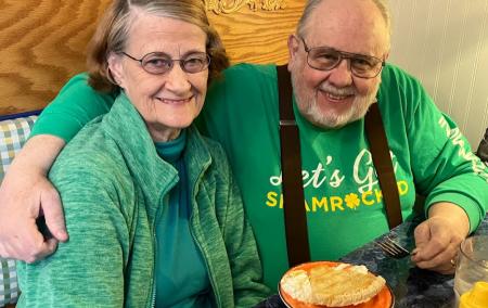 Happy Couple Enjoying Pie at the Mayberry Cafe