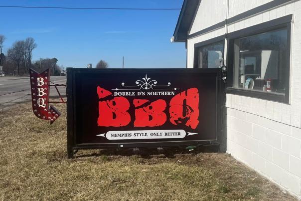 Sign at Double D's Southern BBQ in Clayton
